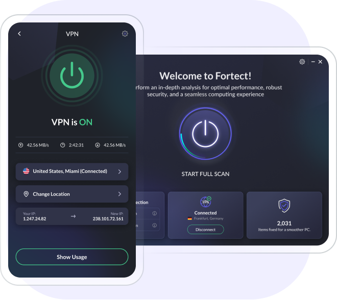 Fortect Antivirus dashboard showing scan results